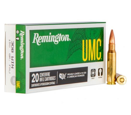 Remington UMC Rifle .308 Winchester 150 Grain Full Metal Jacket Centerfire Rifle Ammo, 20 Rounds, 23715