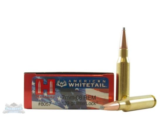 Hornady American Whitetail 7mm-08 Remington 139 grain InterLock SP Brass Cased Centerfire Rifle Ammo, 20 Rounds, 8057