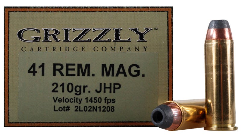 Grizzly Cartridge 41 Magnum 210 Grain Jacketed Hollow Point Pistol Ammo, 20 Rounds, GC41M2
