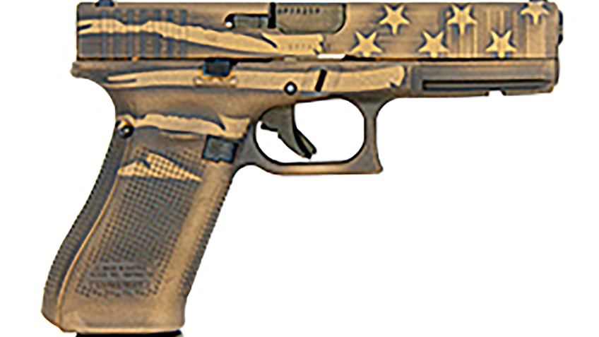 Glock G17 Gen5 MOS 9mm, 4.49" Barrel, Overall Black/Coyote Battle Worn Flag, 17rd