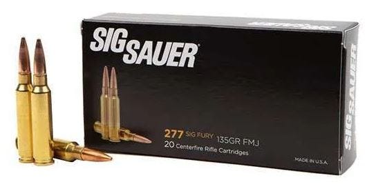 Sig Sauer Ammo .277 Sig 135gr Fury Elite Ball FMJ Conventional Casing 20/Box E277SFB135-20