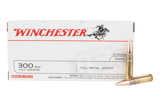 Winchester USA Rifle Ammunition .300 Blackout 147 gr FMJ 1920 fps 20/ct