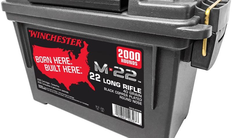 Winchester M-22 .22 Long Rifle 40 grain Copper Plated Lead Round Nose Rimfire Ammo, 2000 Rounds, S22LRTPB
