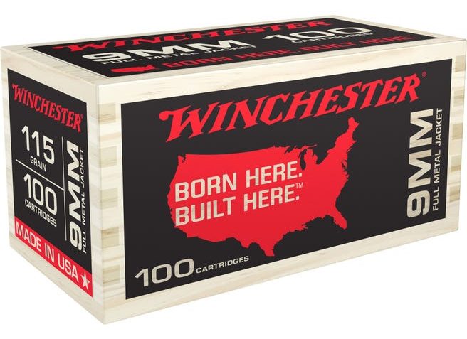 Winchester Ammo USA9WB USA 9mm Luger 115 gr Full Metal Jacket Flat Nose (FMJFN) 100 Bx