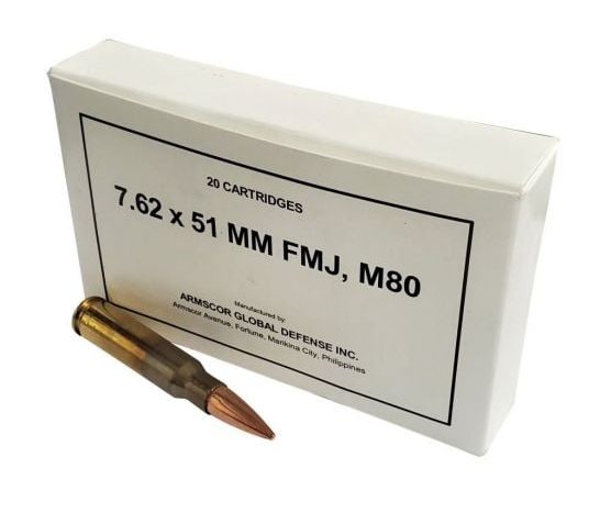 Armscor USA 7.62x51mm M80 Ammo 147 Grain Full Metal Jacket