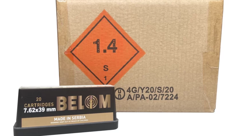 Belom Brass Case Ammo 7.62x39mm 123gr Fmj 480 Round Case