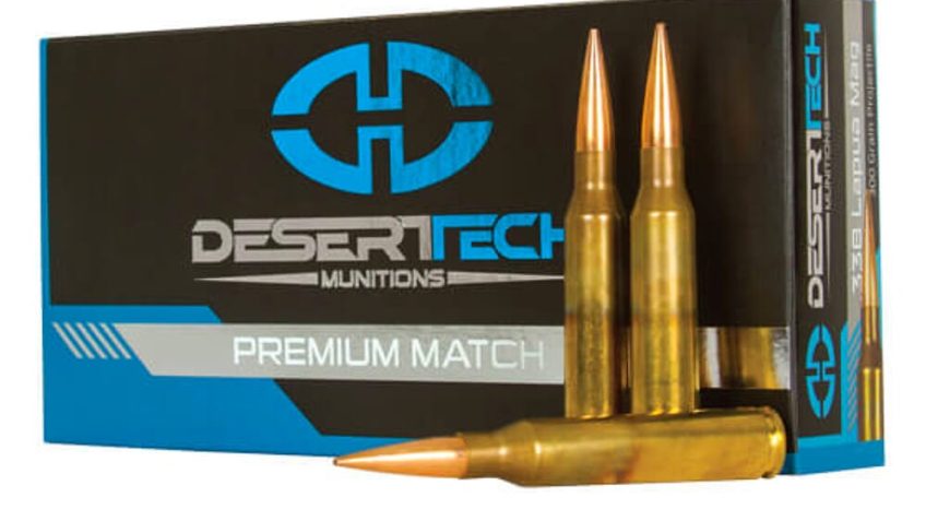 Desert Tech Premium Match .338 Lapua Magnum, 300 grain, Open Tip Match Boat-Tail Brass Cased Centerfire Rifle Ammo, 200 Rounds, DTM-338300-CS