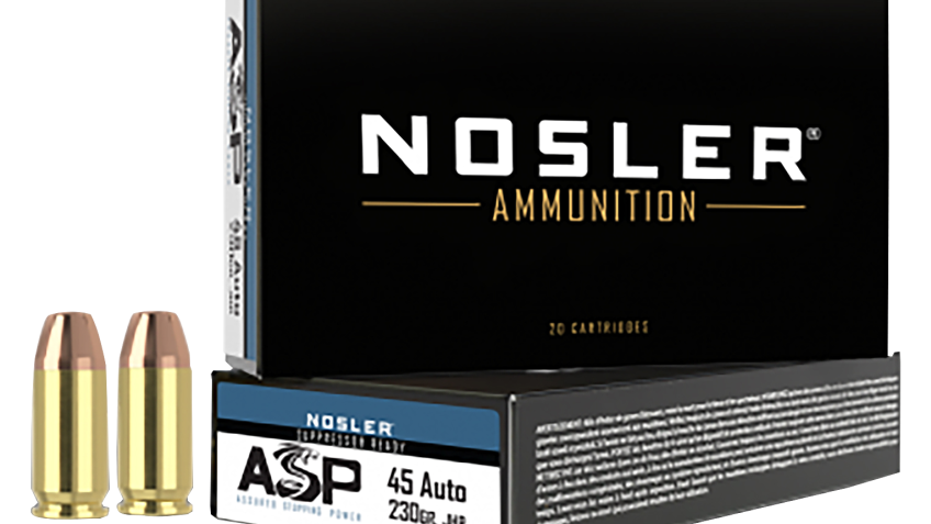 Nosler Match Grade Handgun Ammo – .45 Automatic Colt Pistol – 230 gr. – 50 rounds