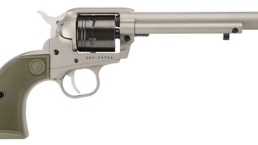 Ruger Wrangler Single-Action Rimfire Revolver with Silver Cerakote Finish – O.D. Green – 6.5