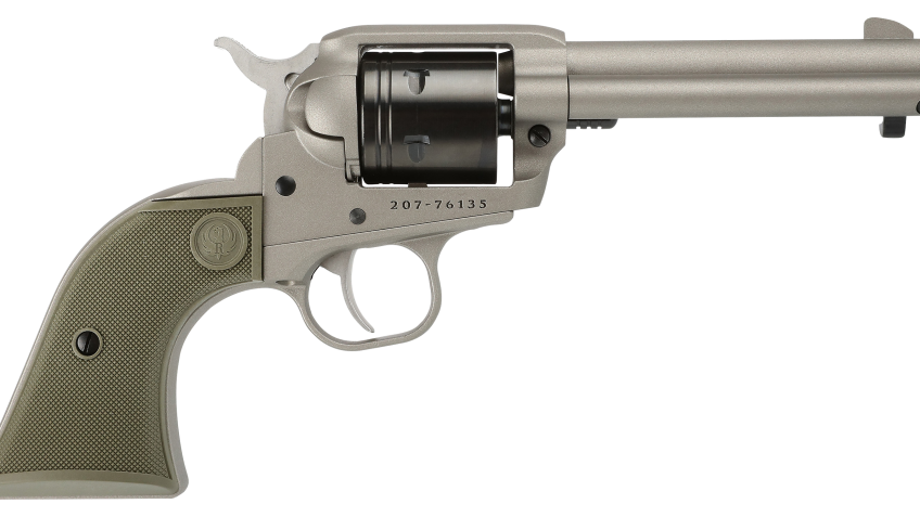 Ruger Wrangler Single-Action Rimfire Revolver with Silver Cerakote Finish – O.D. Green – 4.62