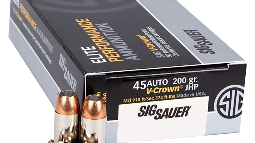 Sig Sauer Elite Performance V-Crown Handgun Ammo – .45 ACP – 200 Grain – 20 Rounds