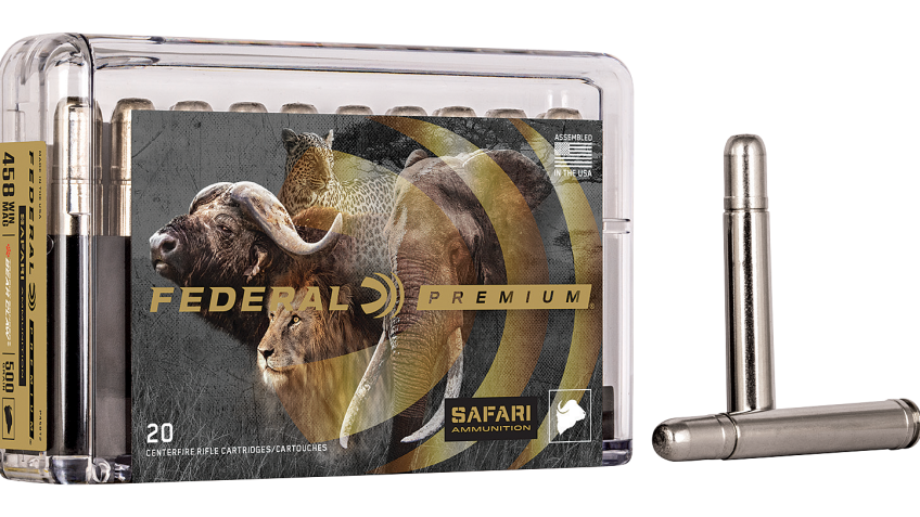 Federal Premium Cape-Shok Centerfire Rifle Ammo – .458 Winchester Magnum – 500 Grain – 20 Rounds – Trophy Bonded Bear Claw