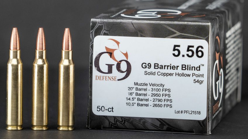 G9 Defense 5.56mm 54 Grain Hollow Point Brass Cased Pistol Ammo, 20 Rounds, B-556-54A