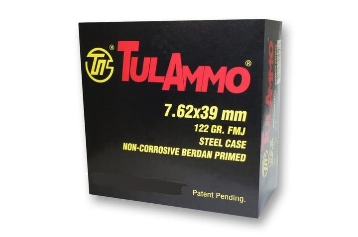 TulAmmo Rifle Ammunition 7.62x39mm 122 gr FMJ 2396 fps 1000/ct Case, UL076210C