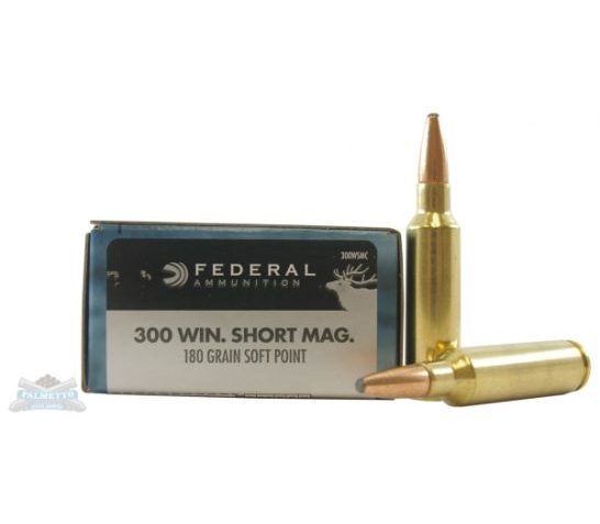 Federal Premium Power-Shok .300 Winchester Short Magnum 180 Grain Jacketed Soft Point Centerfire Rifle Ammo, 20 Rounds, 300WSMC