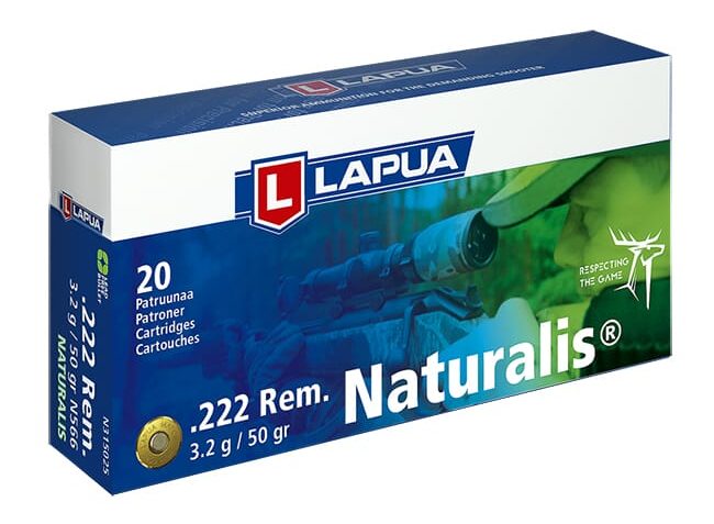 Lapua 222 Remington 55gr Naturalis Solid Box of 20 N315025