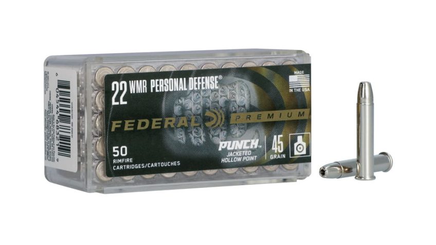 Federal Premium Personal Defense Punch Rimfire 22 WMR 45 Grain Punch JHP Rimfire Ammunition, 50 Rounds, PD22WMR1