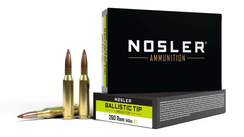 Nosler .260 Remington 140 Grain Ballistic Tip Brass Cased Centerfire Rifle Ammo, 20 Rounds, 61027