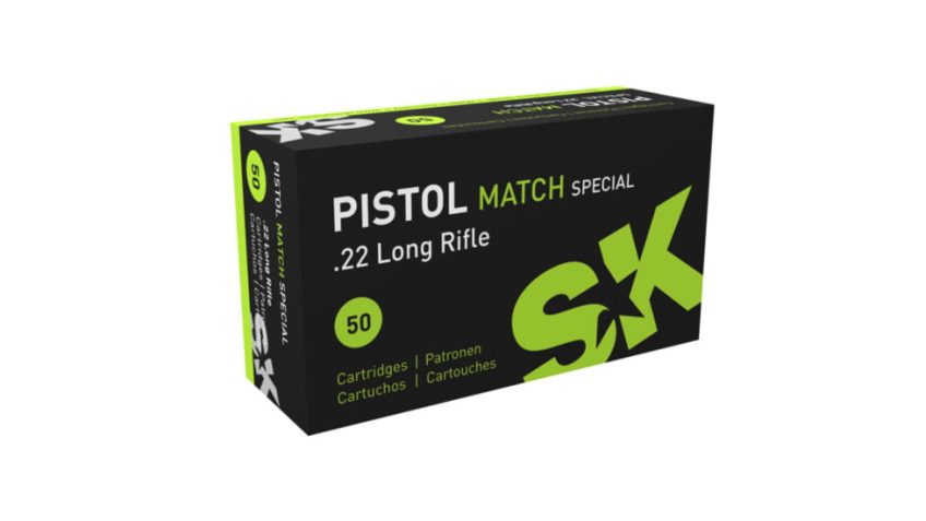 SK Pistol Match Special .22 Long Rifle 40 grain Lead Round Nose Brass Cased Rimfire Ammo, 50 Rounds, 420144