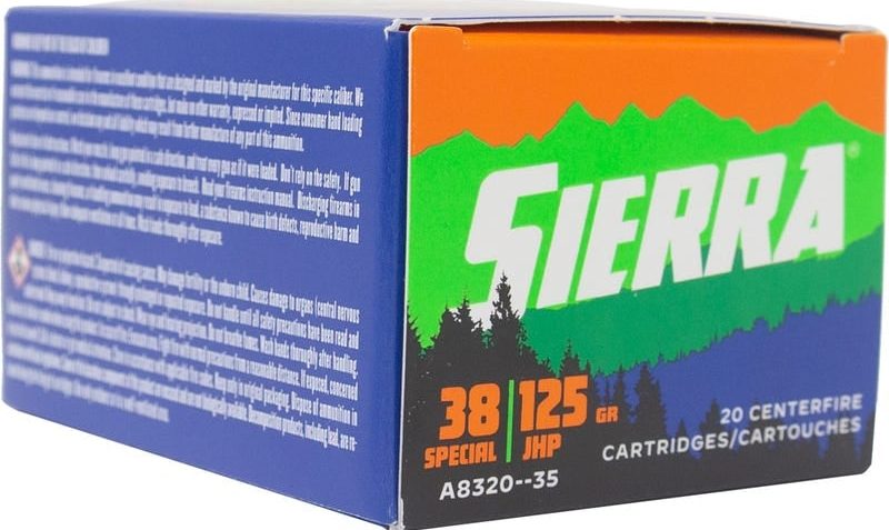 Sierra Bullets Outdoor Master .38 Special 125 Grain Jacketed Hollow Point Brass Cased Pistol Ammo, 20 Rounds, A832035