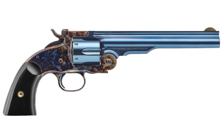 Uberti 1875 No. 3 2nd Model Top-Break Outlaws & Lawmen “Schofield Hardin” .45 Colt 7″ Bbl C/H Frame Blued Revolver 356720