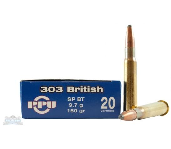 PPU Rifle Ammunition .303 British 150 GR SP 2690 fps – 20/box PP38