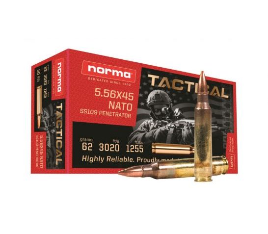 Norma Tactical 5.56x45mm 62 Grain FMJ Rifle Ammo