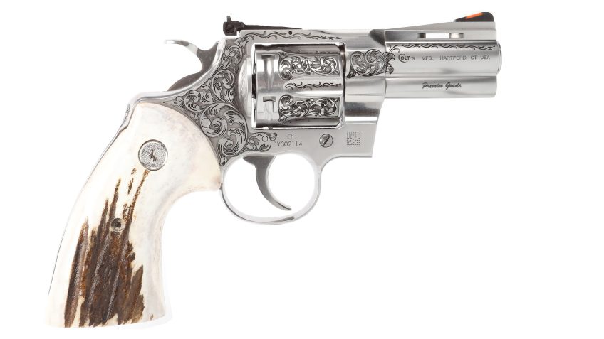 Colt Firearms Python Engraved Stainless .357 Mag 3″ Barrel 6-Rounds w/ Elk Stag Grips