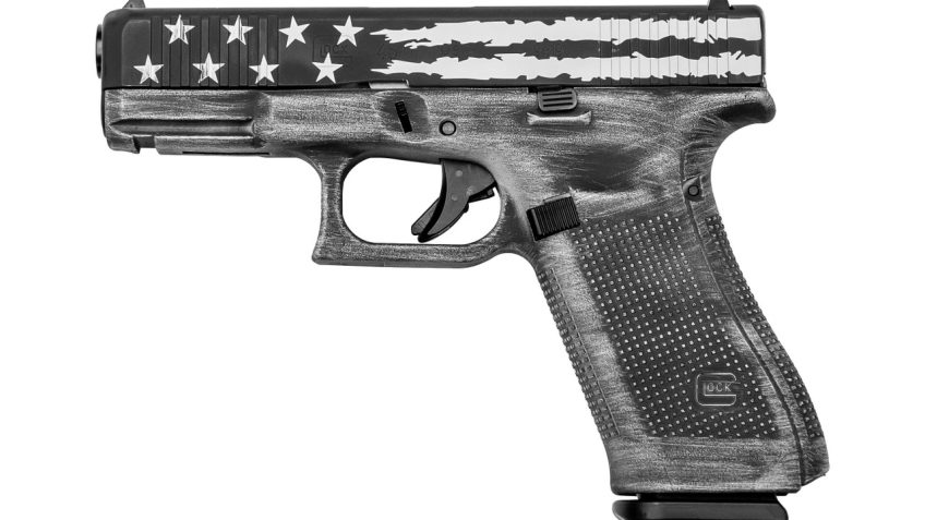 Glock 45 9mm Luger 4.02in Distressed Black & White Flag Cerakote Pistol – 17+1 Rounds