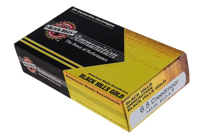 BLACK HILLS AMMUNITION 1C6.5CREEDMOORBHGN1 Black Hills Gold 6.5 Creedmoor 143 GR Extremely Low Drag-eXpanding 20 BX