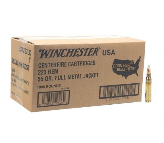 Winchester USA Lake City Rifle Ammunition .223 Rem 55gr FMJ 3240 fps 1000/ct