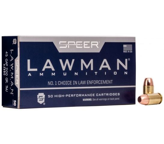 Speer Ammo Lawman, Speer 53980 Lawman 45gap   200 Tmj           50/box