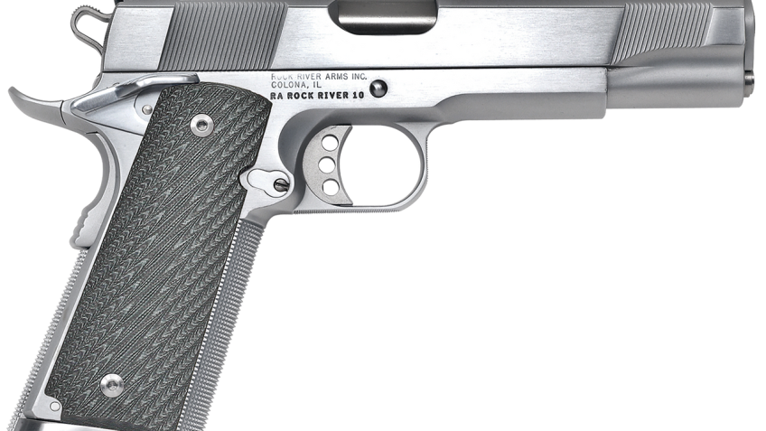 Rock River Arms PS2400 Limited Match 45 ACP, Stainless National Match Barrel 7+1 Brushed Chrome Serrated Steel Slide & Frame w/Beavertail Black G10 Grip Ambidextrous