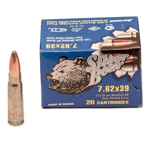 Silver Bear 7.62×39 125gr. Sp – Zinc Plated 500 Round Case