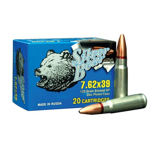 Silver Bear 7.62×39 123gr. Jhp – Zinc-plated 500 Round Case