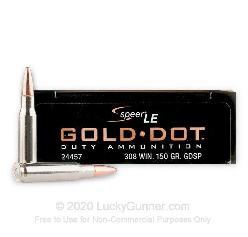 Speer Gold Dot LE Duty 308 Winchester Ammo 150 Grain Soft Point