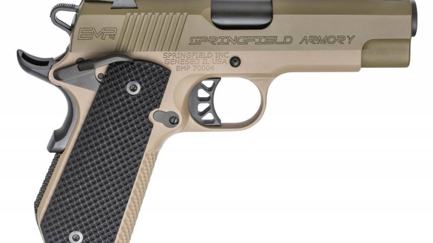 Springfield Armory PI9229GF 1911 EMP Conceal Carry 9mm Luger Single 4″ 9+1 Black G10 Grip Flat Dark Earth Hardcoat Anodized Aluminum Frame OD Green Stainless Steel Slide
