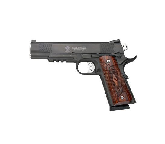 Smith & Wesson 108409 1911 E Series 45 ACP 5″ 8+1 Black Laminate Wood Grip with Rail