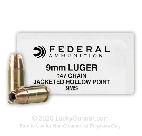 Federal Law Enforcement 9mm Luger Subsonic Ammo 147 Grain Hi-Shok JHP