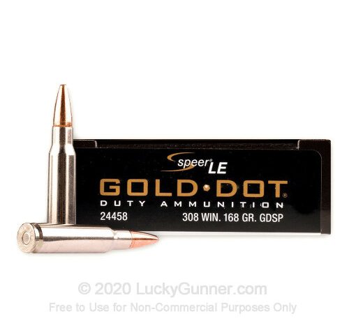 Speer Gold Dot LE Duty 308 Winchester Ammo 168 Grain Soft Point
