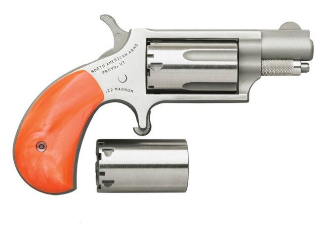 North American Arms Mini-Combo, 22 Mag/22 LR, 1 1/8″ Orange Pearlite Grip NAA-22MSC-GP-O