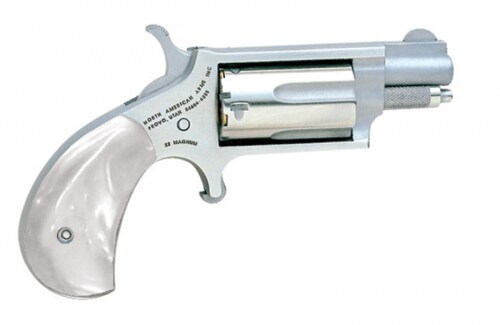 North American Arms Mini Revolver 22WMR 1 18 SS 5rd White Pearl Grip 22MS-GP-W