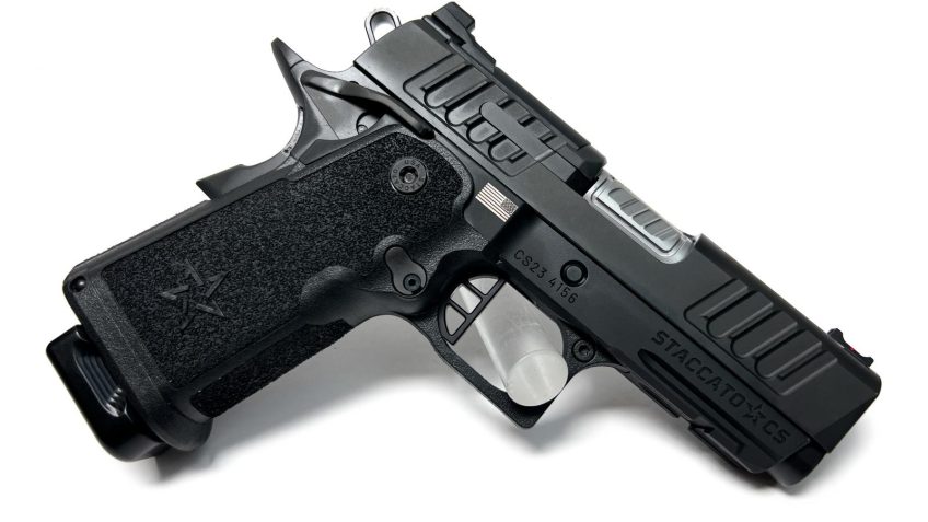 Staccato 2011 13-1601-000012 CS 3.5″ Optic Ready AL Frame 9mm DLC SS Bull Flat Trigger V3 Carry Sight Pistol