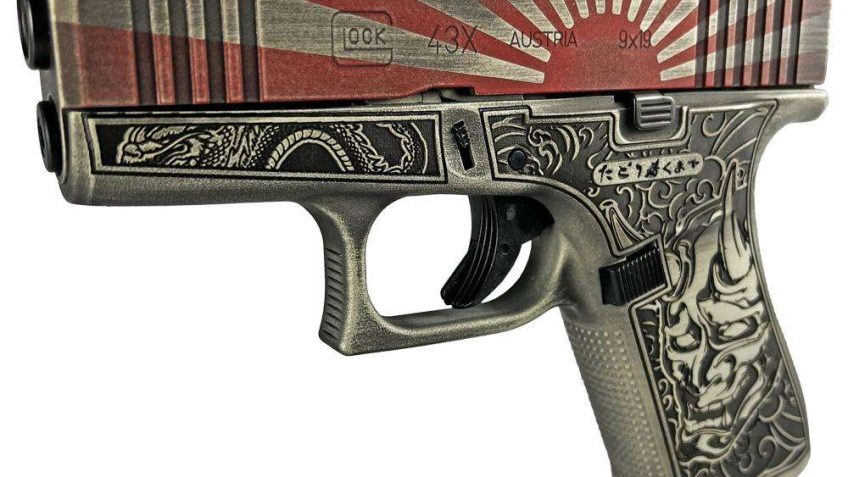 Glock 43x Custom “Rising Sun Bushido Battle Worn” 9mm 3.4″ Barrel 10-Rounds