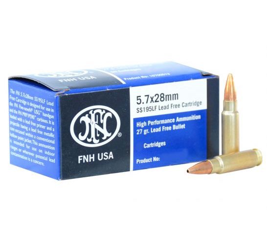 FN America 5.7x28mm 27 Grain Lead Free Jacketed Hollow Point Brass Case Pistol Ammo, 50 Rounds, 10700013