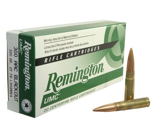 Remington Ammunition L300AAC4 UMC  300 AAC Blackout 220 GR Open Tip Flat Base (OTFB) 20 Bx/ 10 Cs