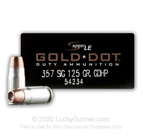 Speer Gold Dot .357 SIG 125 Grain Jacketed Hollow Point Brass Cased Centerfire Pistol Ammo, 50 Rounds, 54234