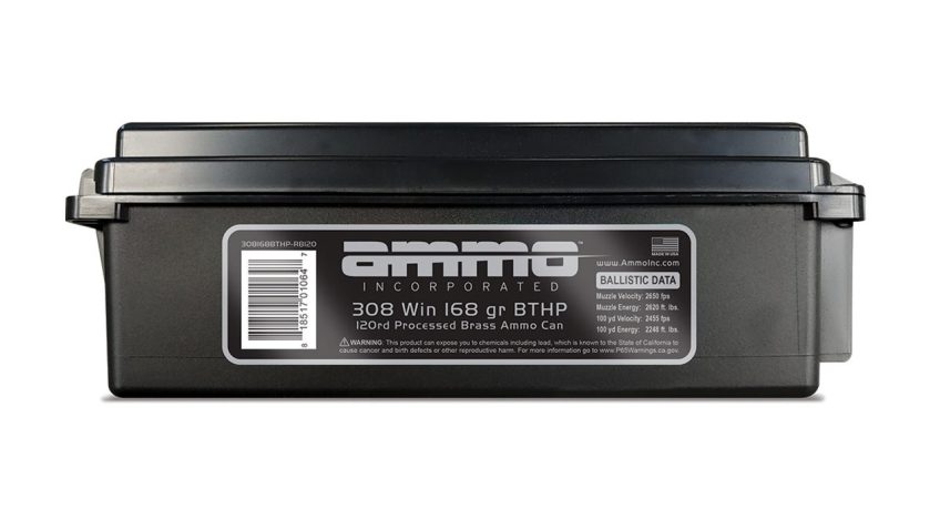 Ammo, Inc. Signature .308 Winchester 168 grain Boat Tail Hollow Point Brass Cased Centerfire Rifle Ammo, 120 Rounds, 308168BTHP-RB120