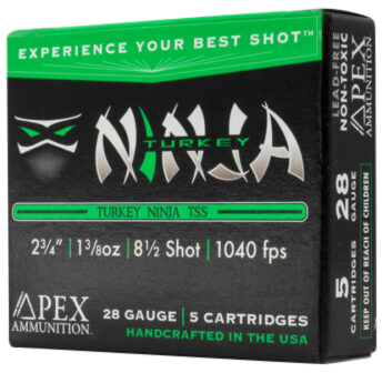 Apex Ammunition Turkey Ninja Series TSS Shotshells – 28 Gauge – #8.5 – 2-3/4