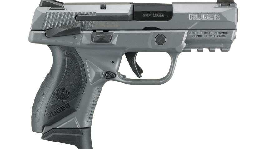 Ruger American Compact Semi-Auto Pistol with Manual Safety – 9mm – 12 + 1 Round Capacity – Gray Cerakote
